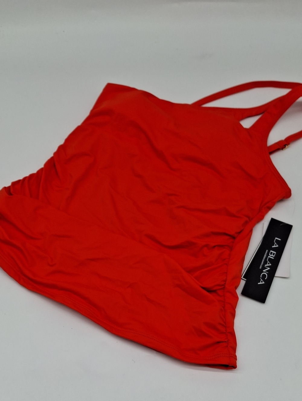 La Blanca Island Goddess Ruched One-Shoulder Tankini Top Paprika 6